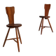 Pair of sculptural rustic wooden chairs in pine France 1960