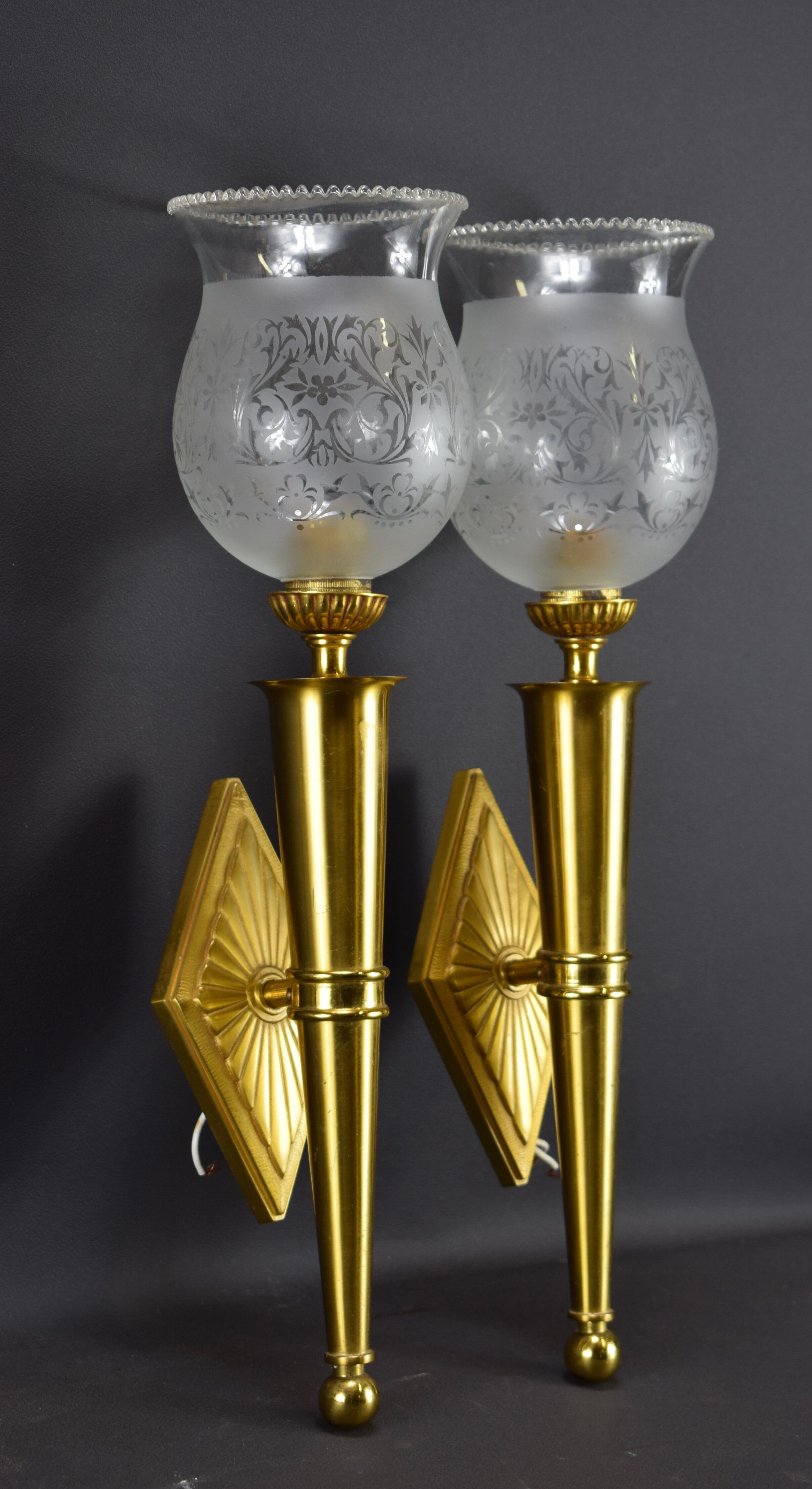 Pair of Wall Scuffles Bronze Torches and Golden Brass Torches