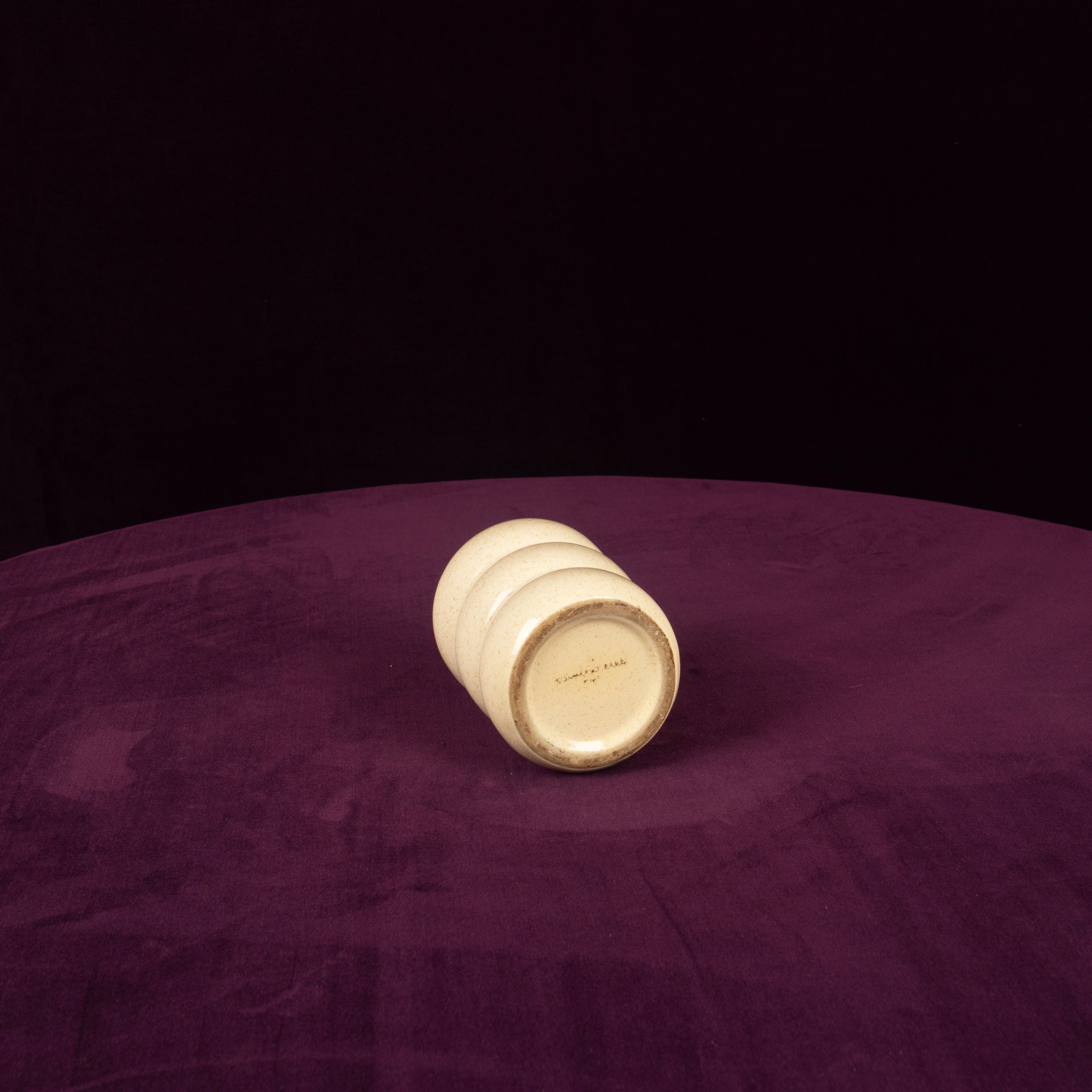Tommaso Barbi Cream Speckled Ceramic and Brass Table Lighter 1970