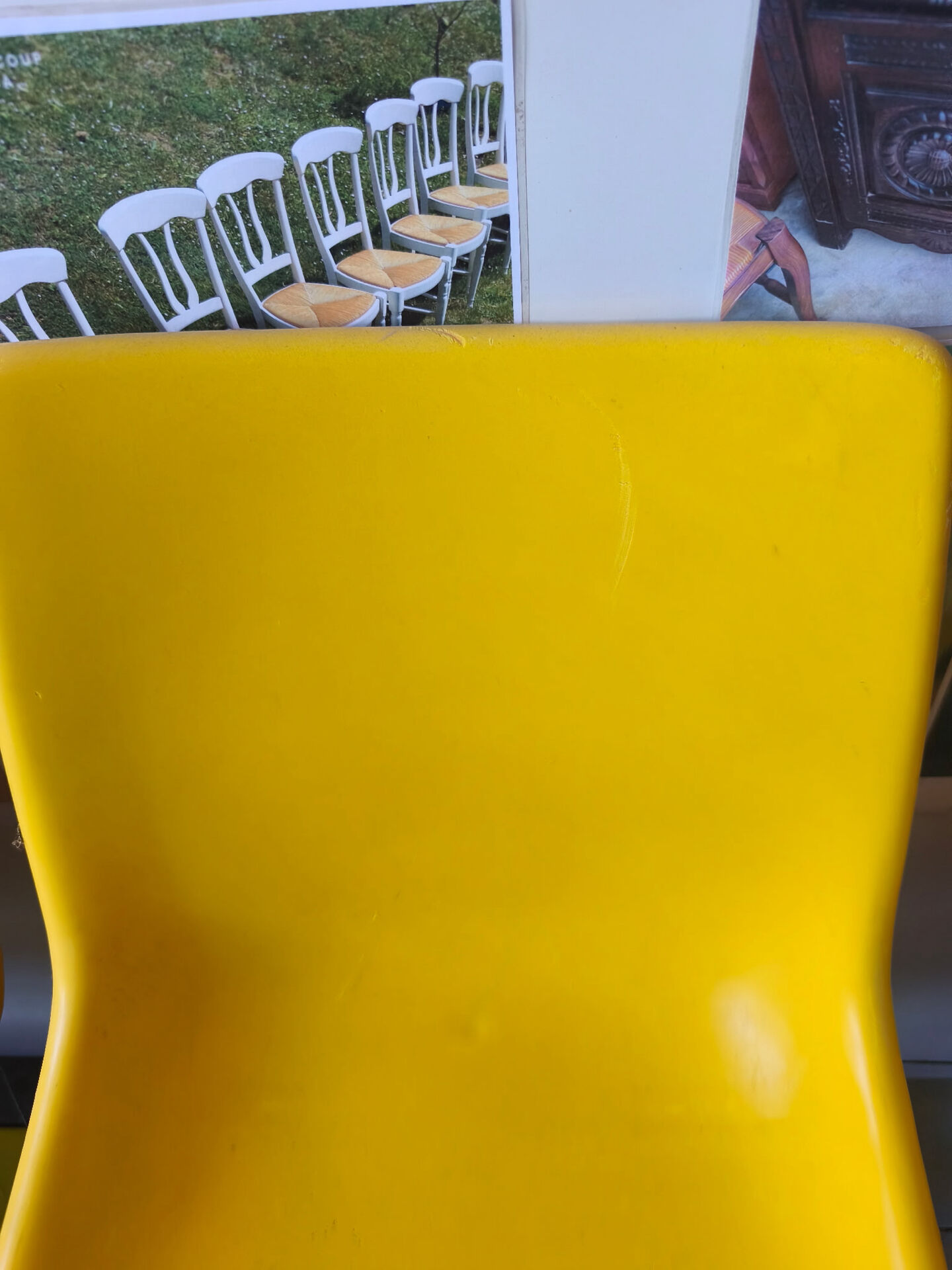 Waiting bench, vintage yellow sofa