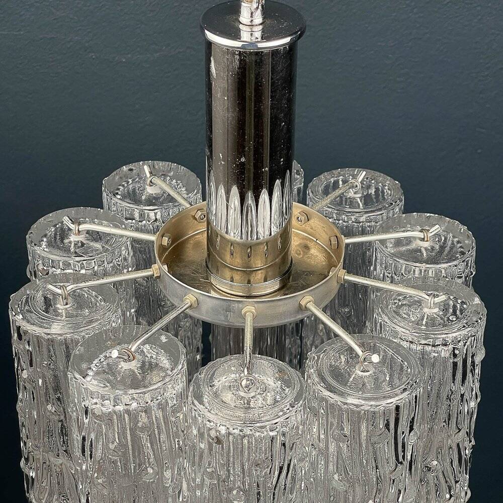 Mid-century Murano glass chandelier Tronchi by Toni Zuccheri for Venini, Italy, 1970s.