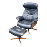 Leather  reclining chair and ottoman
