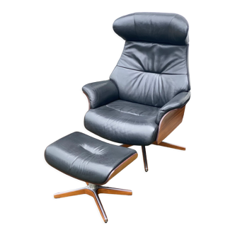 Leather  reclining chair and ottoman