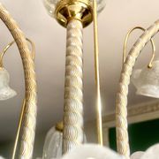 Murano chandelier with 3 iridescent flowers, 1980.