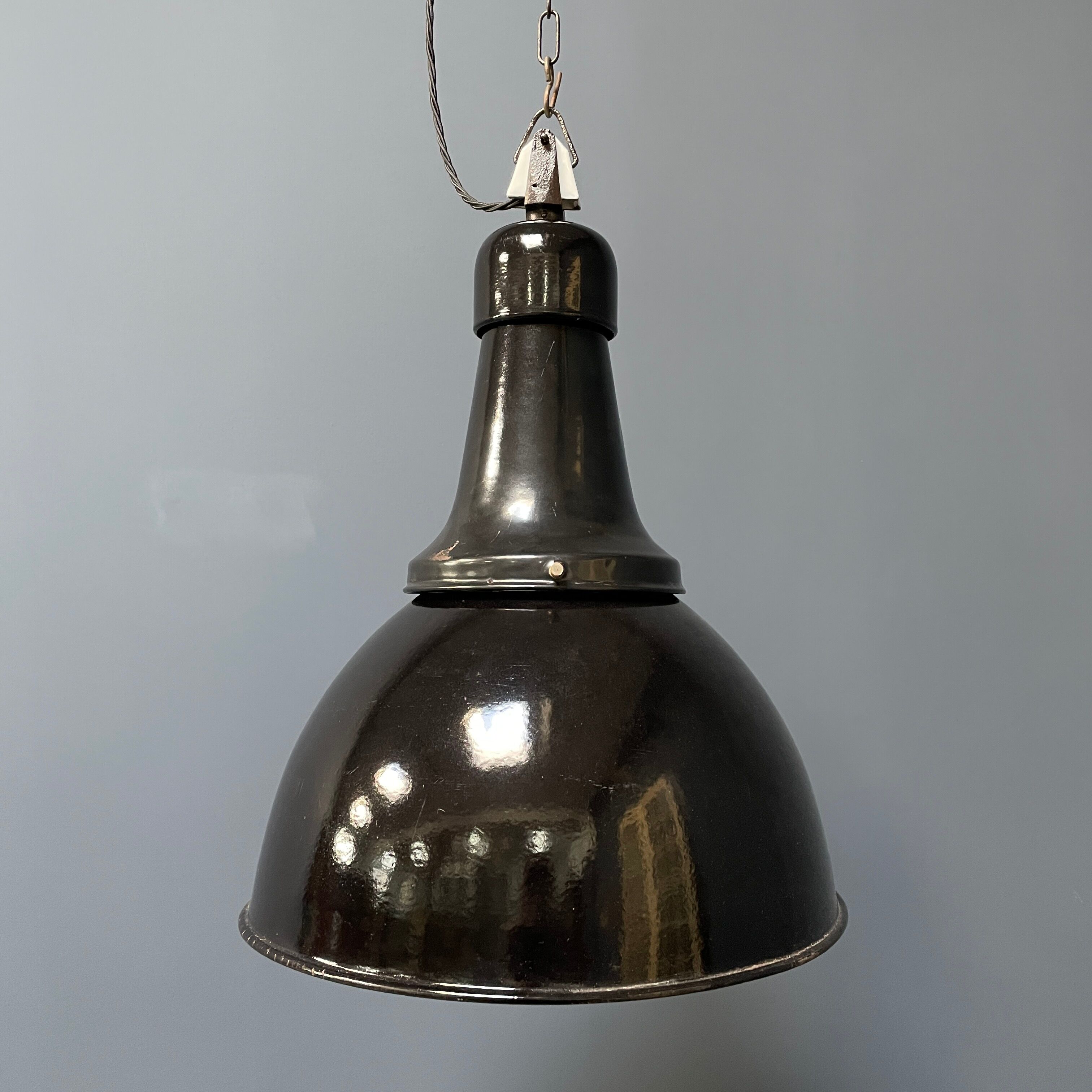 Black enamel Bauhaus factory lamp from Industria Rotterdam