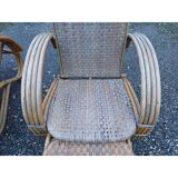 Pair of colonial rattan deck chairs