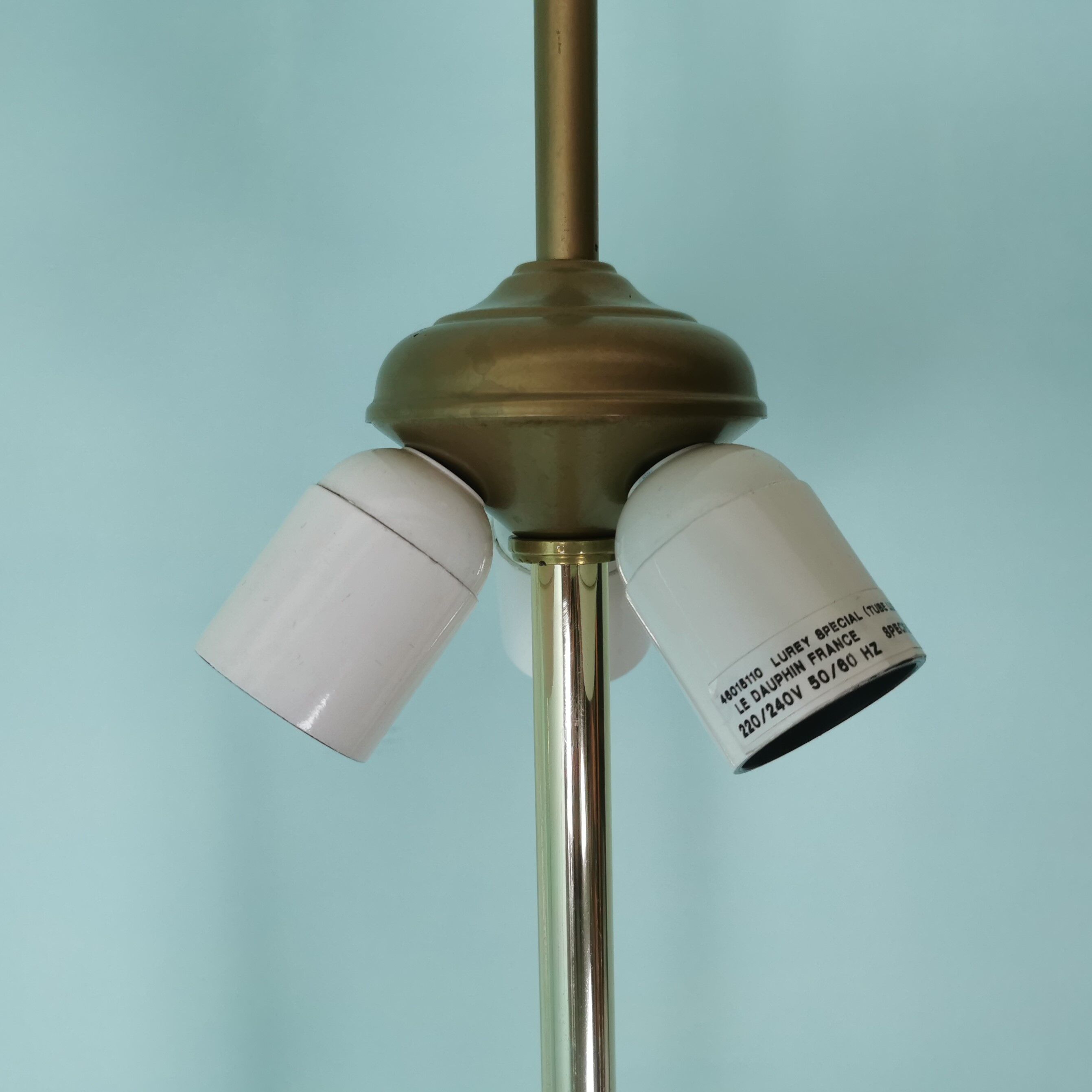 Lampadaire laiton et verre 80'