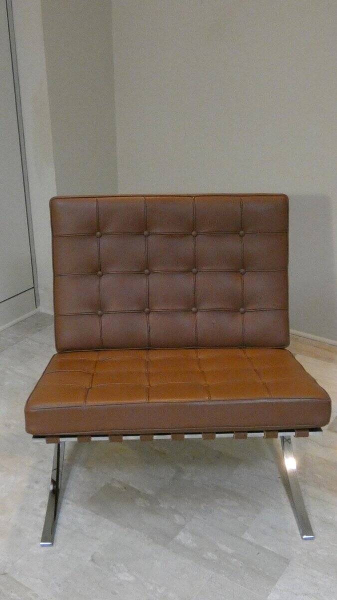 Sedia in acciaio e pelle nello stile di Knoll, anni '80