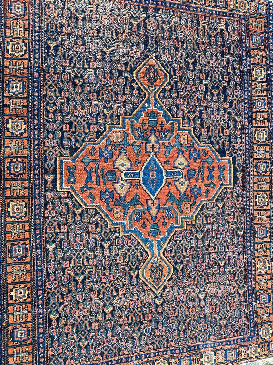 Senneh handmade ancient Persian Oriental carpet 102x139 cm