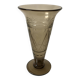 engraved smoked glass vase from the 60s