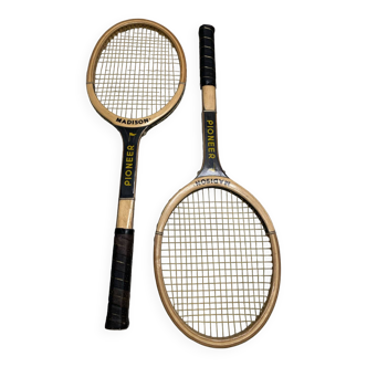 Vintage Pioneer wooden tennis rackets