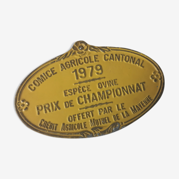 Plaque de comice agricole jaune 1979