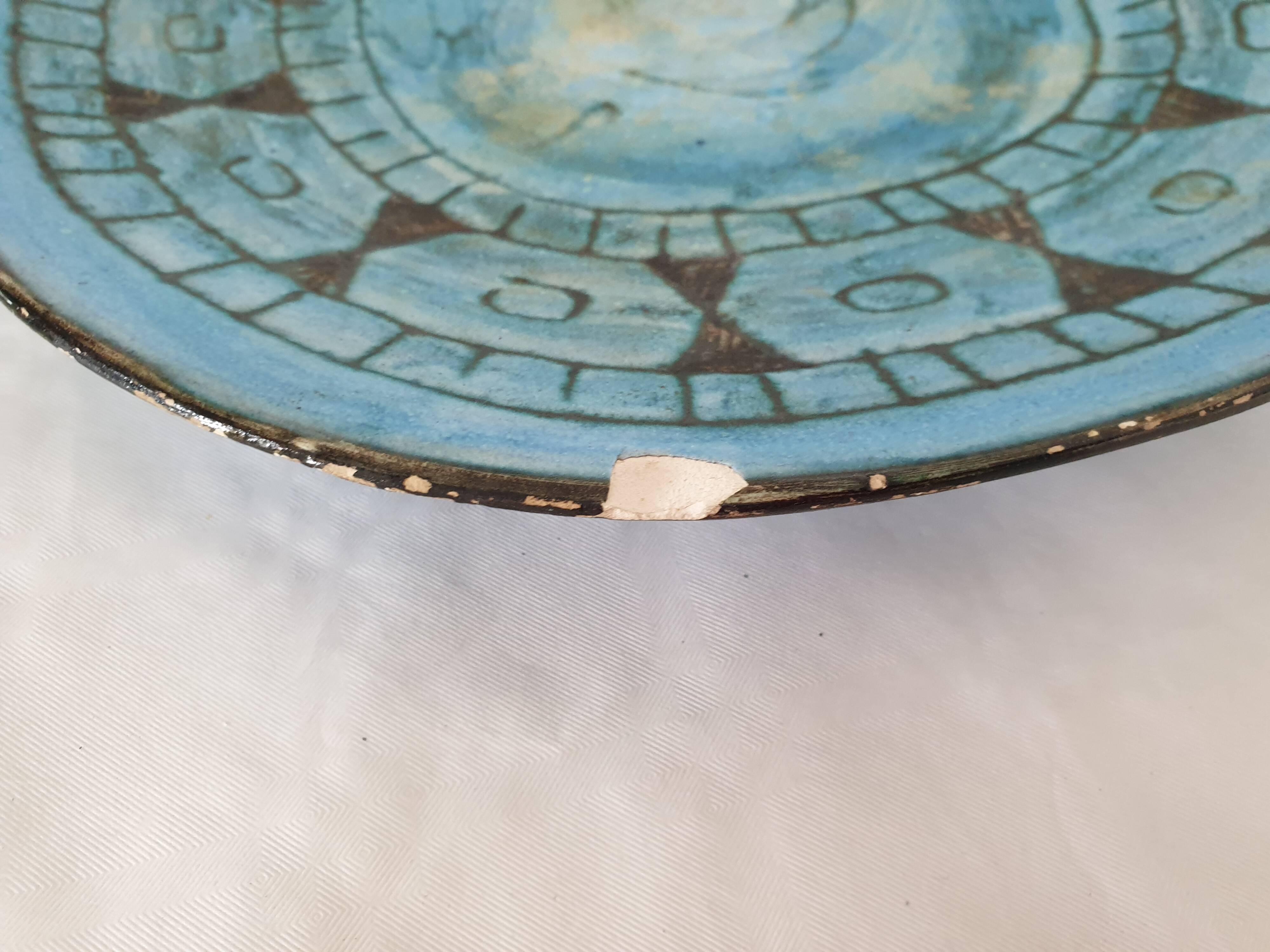 Vintage ceramic plate 60's 70's - Signed A. Maunier (Vallauris) 29cm