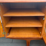 Low teak buffet enfilade, vintage Scandinavian style.