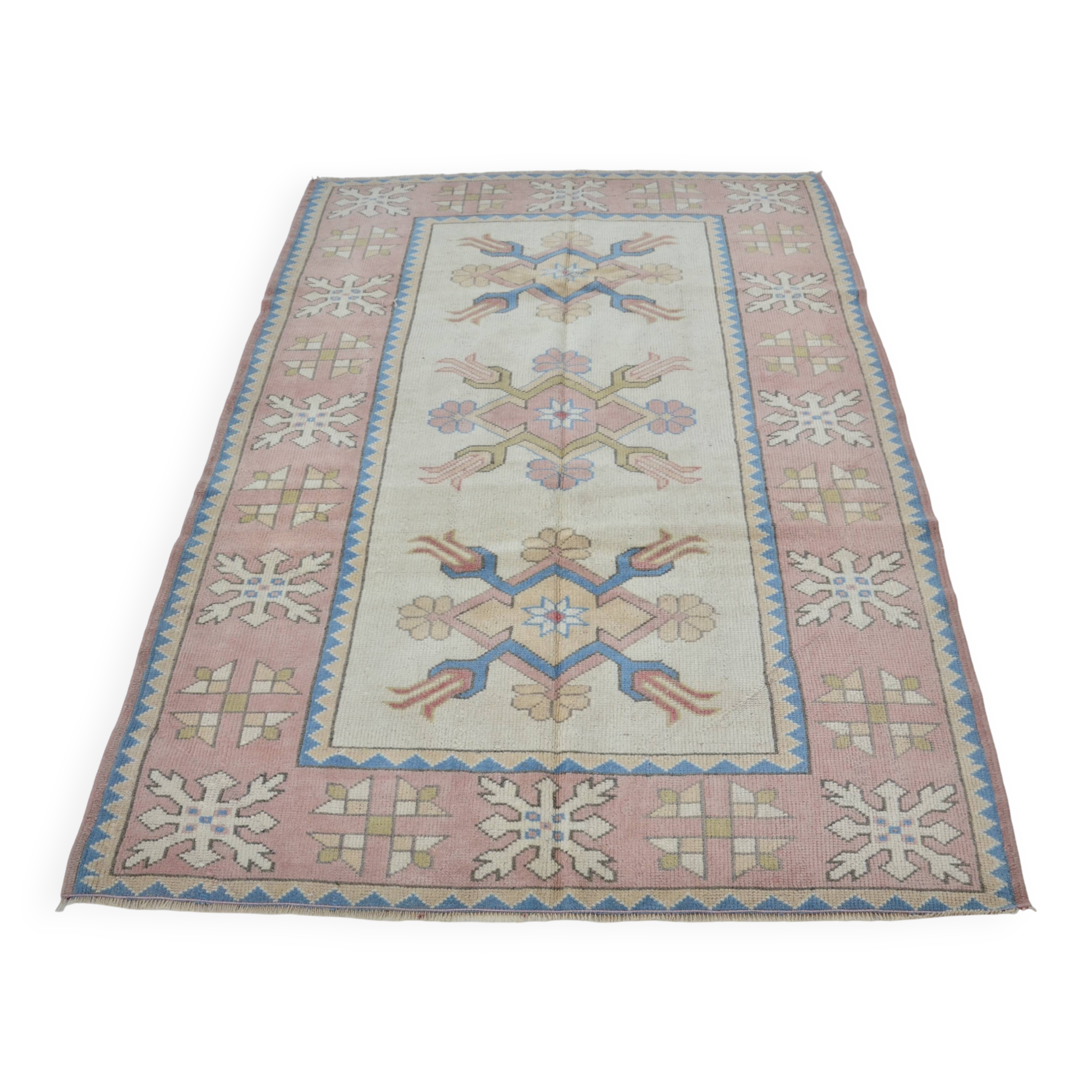 Tapis vintage noué à la main Oushak sku 2413