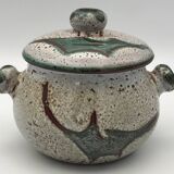 Vintage candy jar in enameled ceramic from Vallauris with thistle decoration