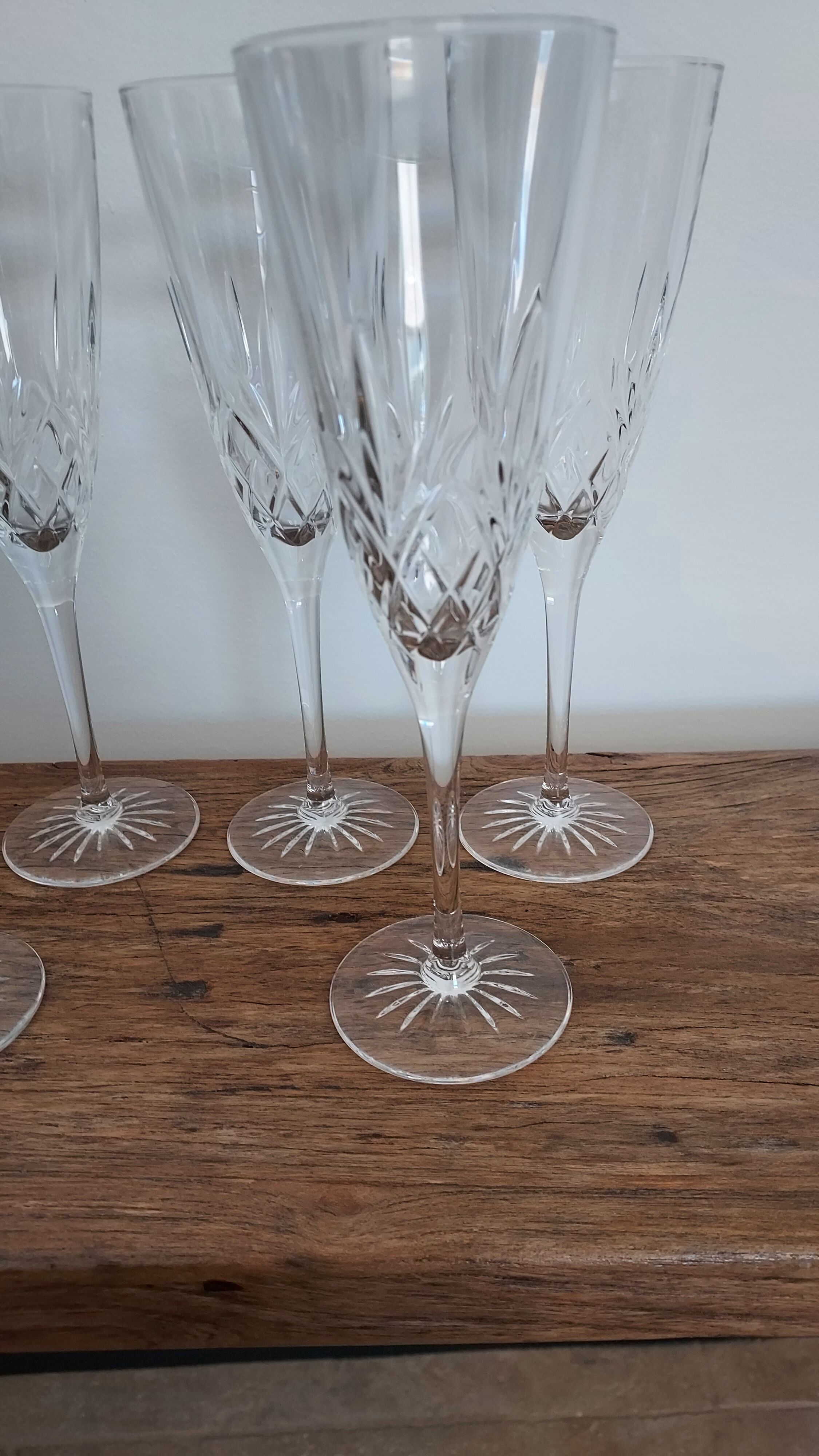 6 crystal champagne flutes