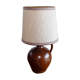 Vintage lamp 60s/70s foot glazed stoneware lampshade woven linen