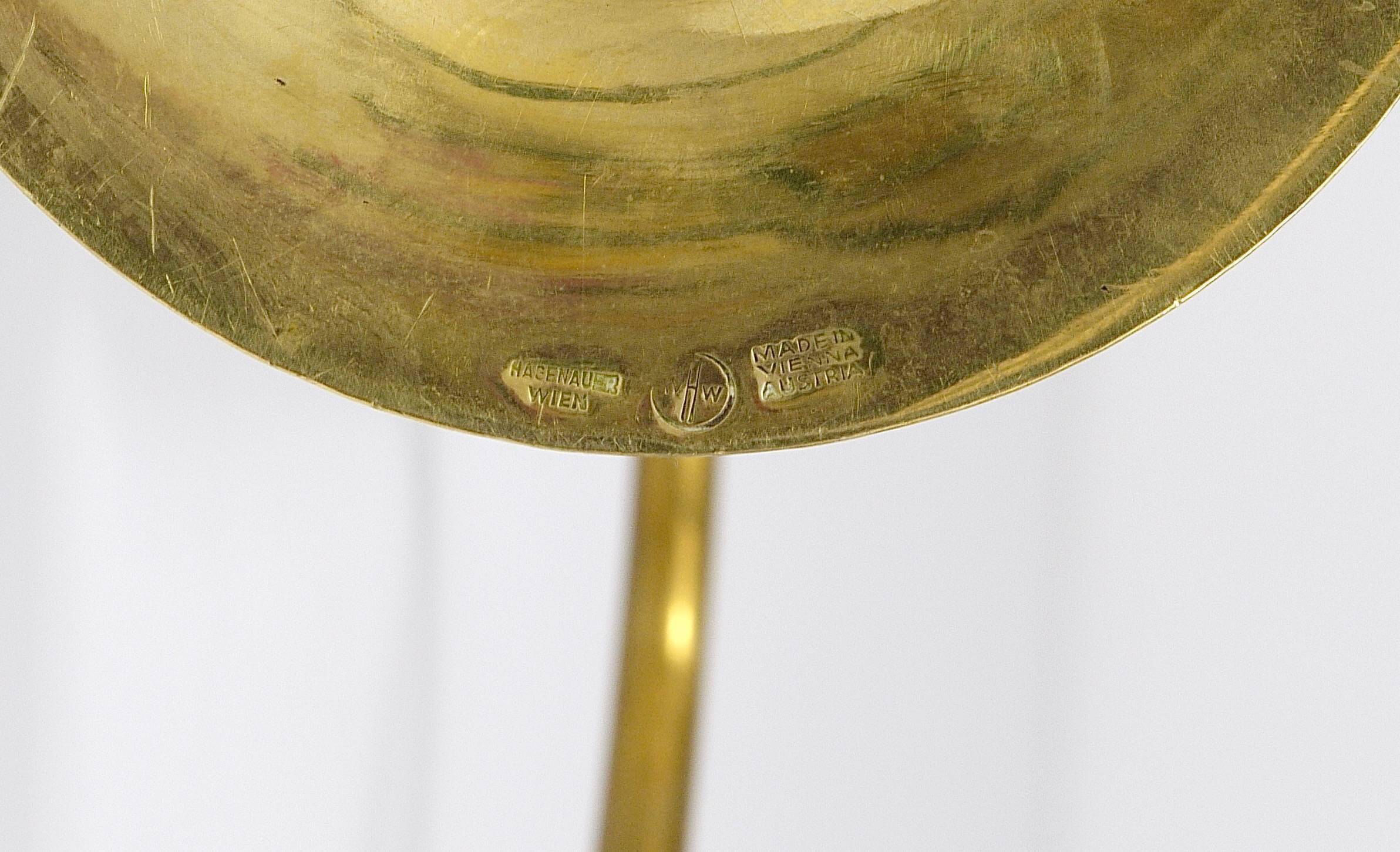 Two-armed brass chandelier from Vienna by Hagenauer, mid-century candle holder, Austria, 1940s.