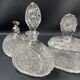 Bohemian crystal perfume bottle toiletry set with diamond-cut tips
