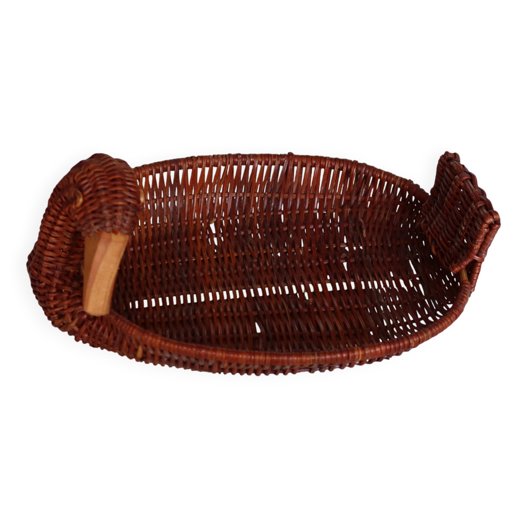 Vintage dark wicker duck basket