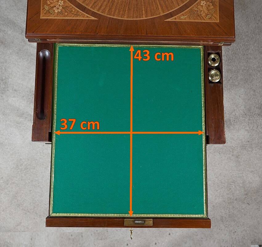Mahogany and marquetry games table, Art Nouveau, 1920