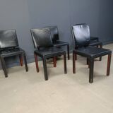 Vintage leather dining chairs by Durlet, 1980s