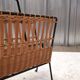 Vintage rattan and metal magazine rack, Raoul Guys