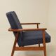 Paire de fauteuils scandinave vintage bleu marine tweed 