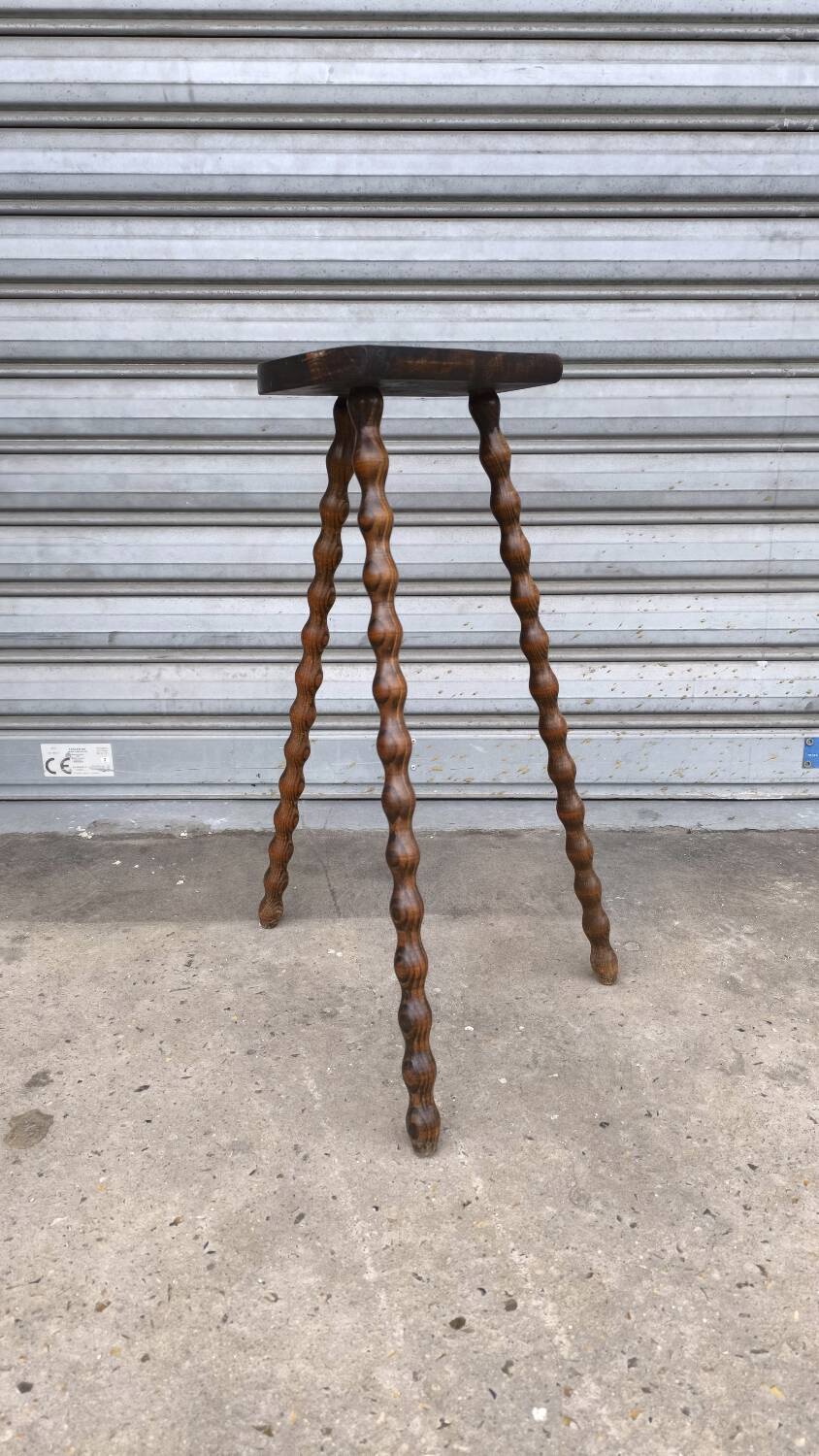 1950s Beaded Wooden Tripod Stool