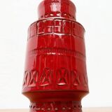 Red pottery vase Rimini Italian from the mid-century by Aldo Londi for Bitossi, 1960s.