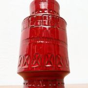 Red pottery vase Rimini Italian from the mid-century by Aldo Londi for Bitossi, 1960s.
