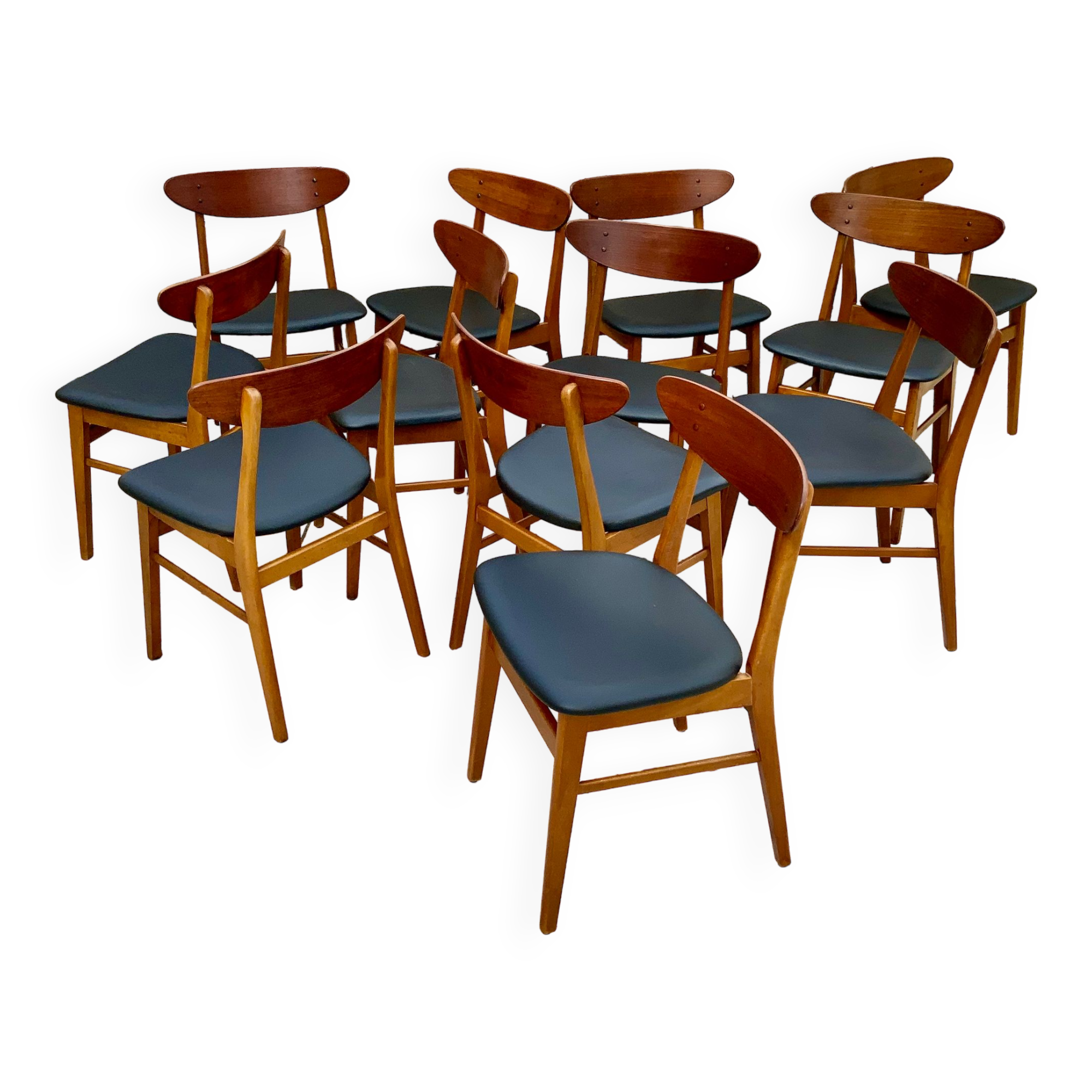 Series of 12 Scandinavian design chairs 1960s"