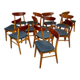 Series of 12 Scandinavian design chairs 1960s"