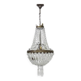 Antique Italian hot air balloon chandelier with glass pendants. Chandelier with pendants.