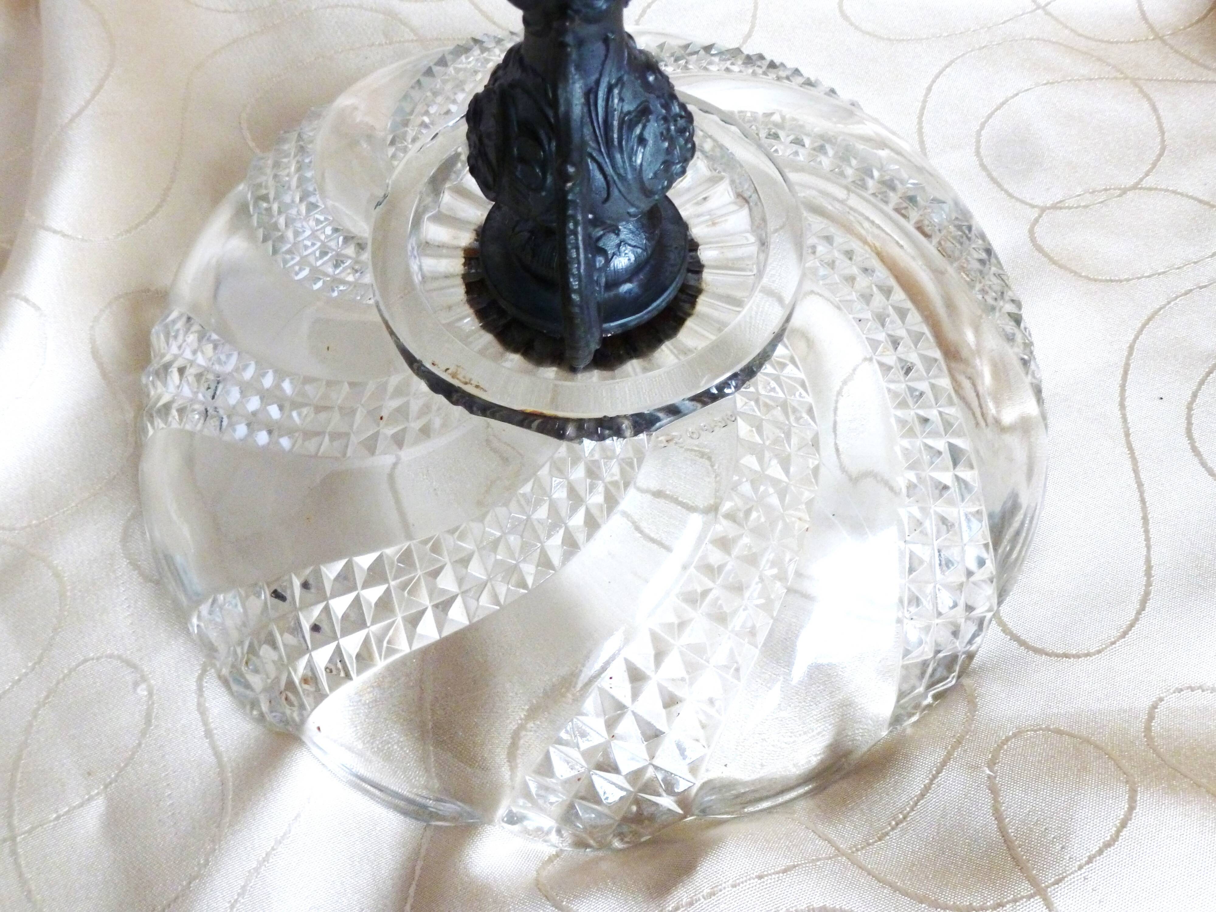 Vintage crystal glass fruit bowl, crystal glass fruit basket.