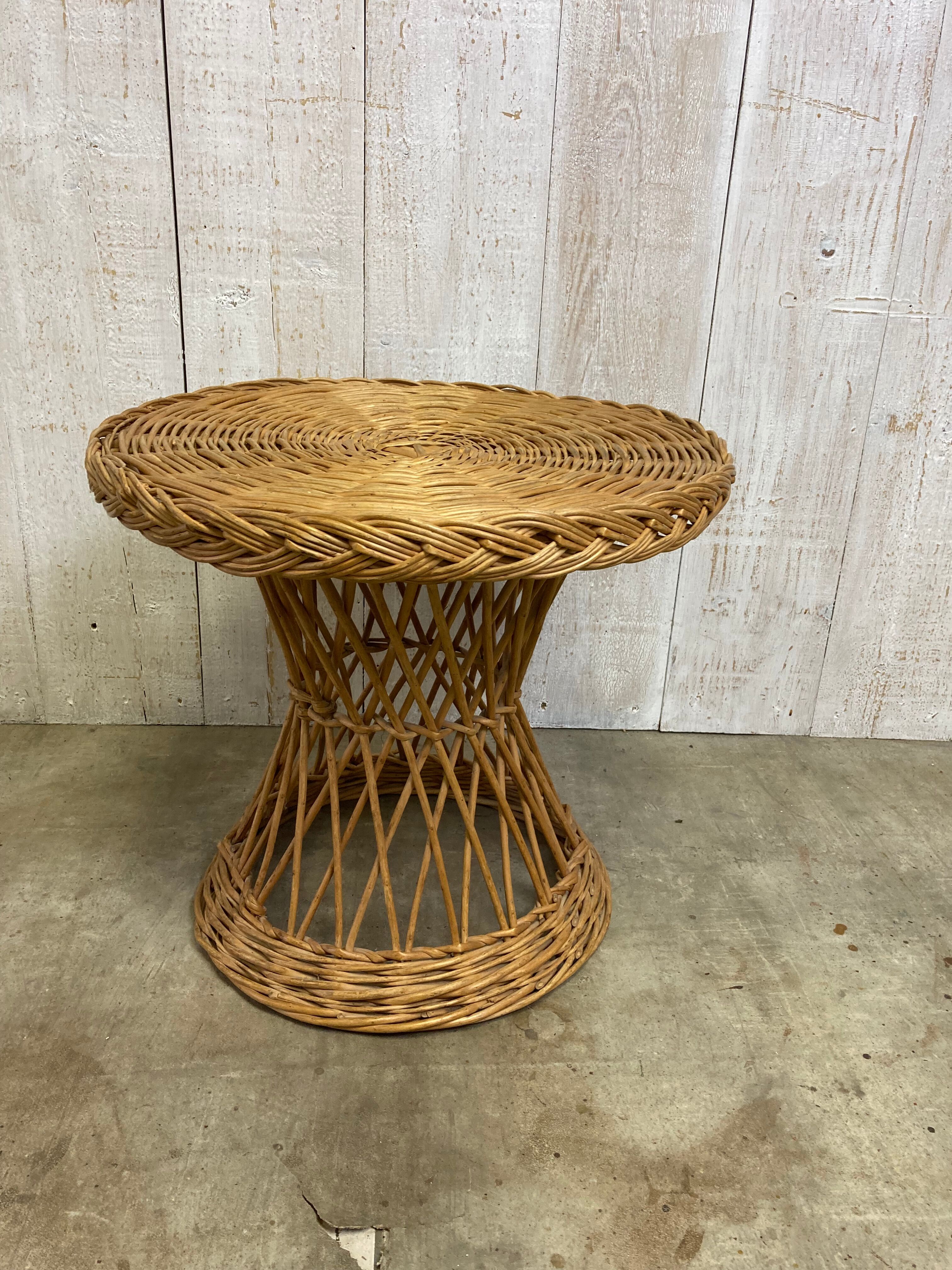 Vintage wicker pedestal table