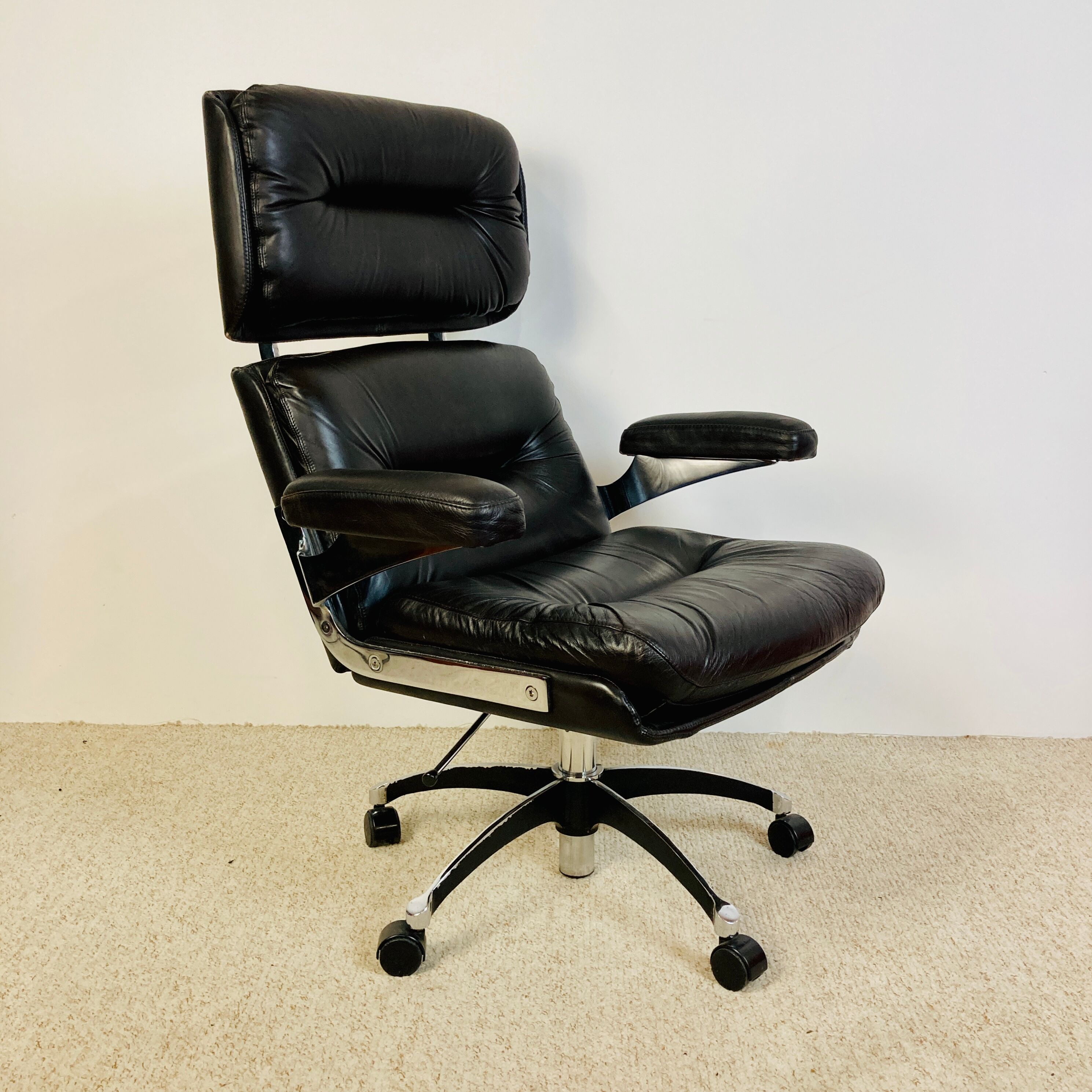 Leather office chair, martin Stoll design, 1970