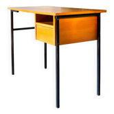 Modernist desk from the 70s, oak and metal