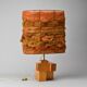 Sculptural table lamp in solid pine, France, circa 1970.