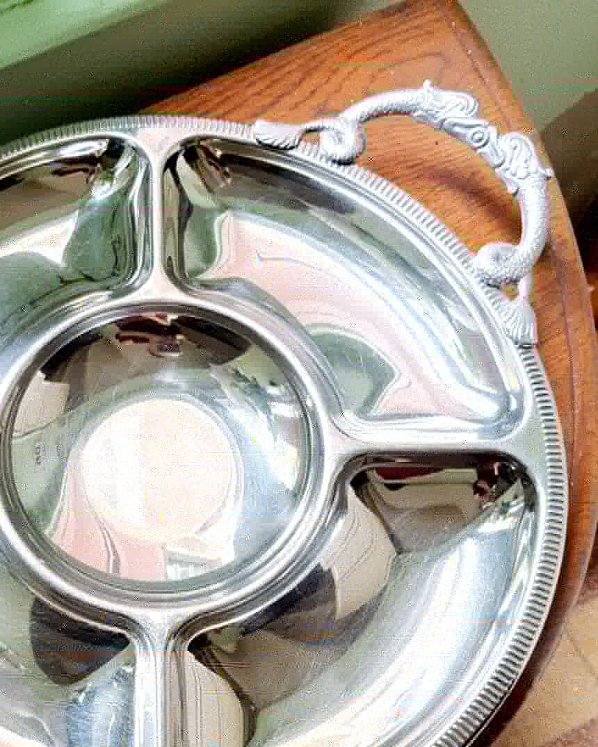 Large stainless steel tray Jean Couzon vintage