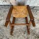 Old Trapezoid Stool Wood + Woven Straw Seat #D823