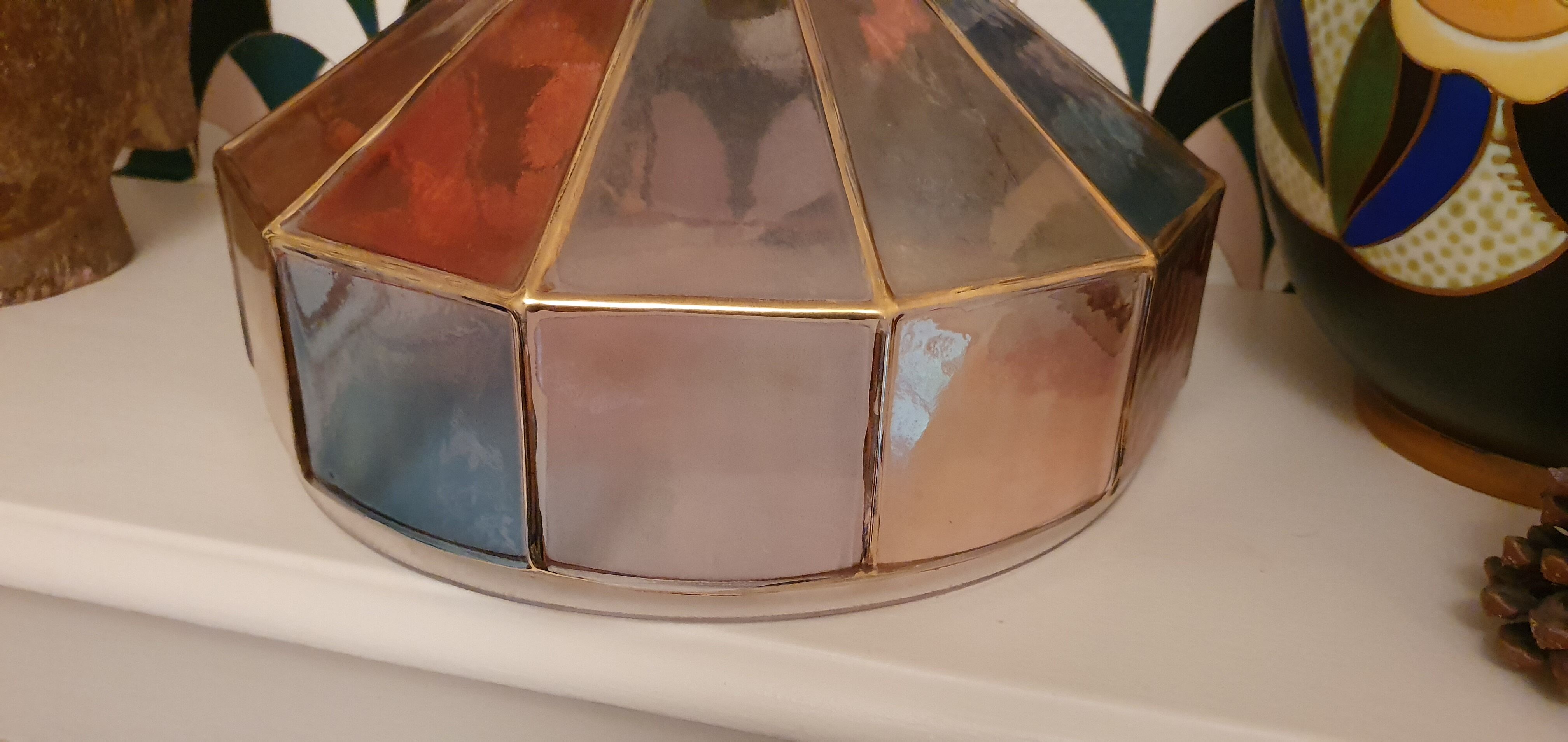 Glass and brass hanging lamp