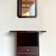 Commode et miroir en laque bordeaux, 1980