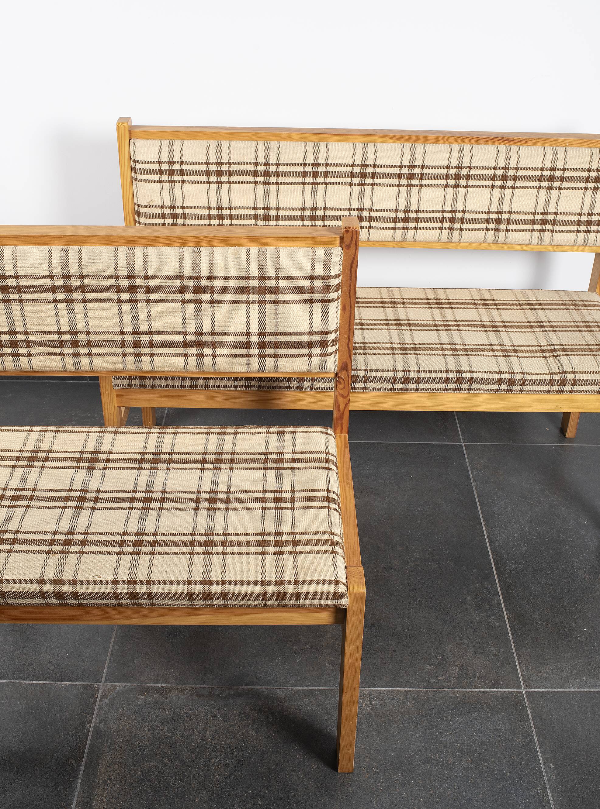 Pair of benches, corner benches, vintage