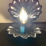 Black ceramic shell lamp and white opaline