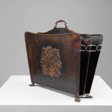 Mid-century magazine rack in hammered copper, France ca. 1900