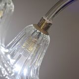 Amazing 6 light Art Deco Murano glass and brass chrome chandelier by Barovier