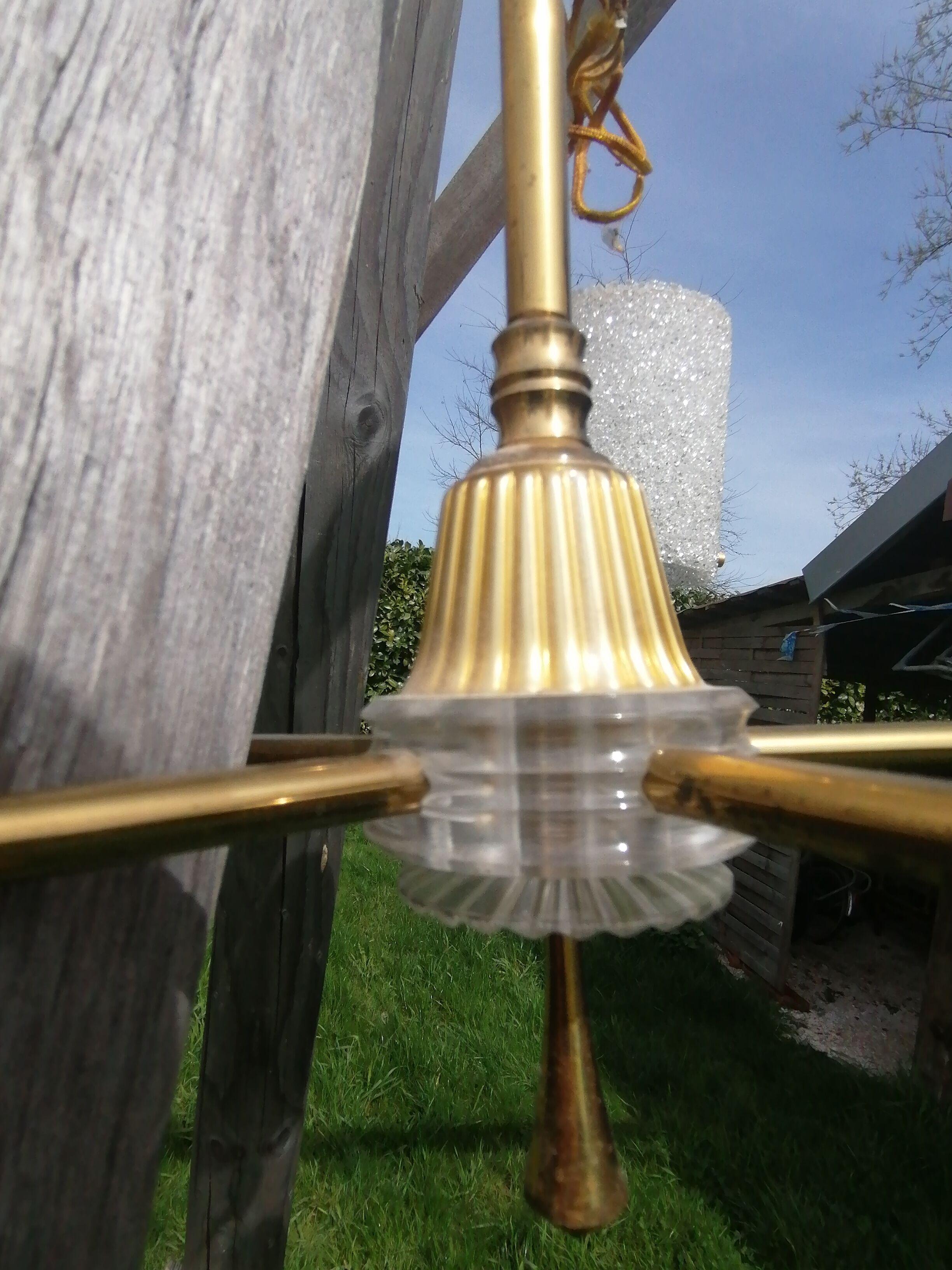 Chandelier perspex granite 1960 suspension doree