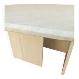 Exagonal travertine coffee table